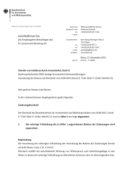 Bonn, 15. Dezember 2015 Ausschließlich per Fax