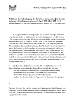 Richtlinien für die Festlegung der Gerichtskosten