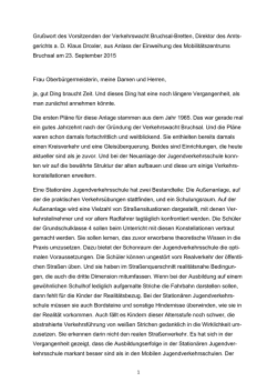 Gru&szlig;wort des Vorsitzenden der Verkehrswacht Bruchsal