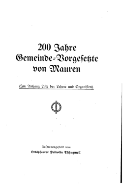 200 Zahre Gemeinde-Vorgesetzte von Mauren