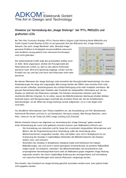 Image Sticking bei TFTs, PMOLEDs und grafischen LCDs