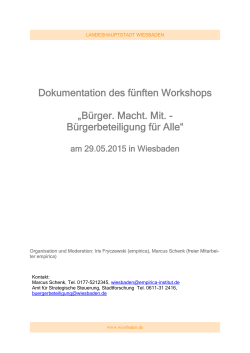 Dokumentation des f&uuml;nften Workshops &bdquo;B&uuml;rger. Macht. Mit