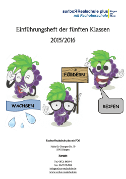 Einf&uuml;hrungsheft der f&uuml;nften Klassen Titelblatt - Rochus