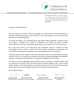 Liebe Eltern der fünften Klassen, die ersten Wochen in der neuen