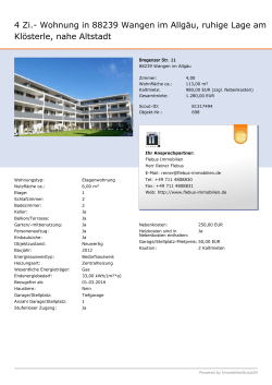4 Zi.- Wohnung in 88239 Wangen im Allgäu, ruhige Lage am
