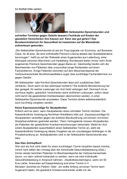 Im Notfall bitte zahlen Mit Selbstzahler