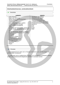 Interkostalschmerzen, uncharakteristisch Checkliste Hinweise