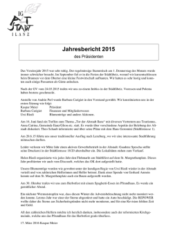 Jahresbericht 2015 des Pr&auml;sidenten