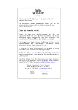 inserat-Chef de Partie - Hotel Waldhaus Sils