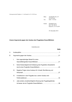 Unsere Argumente gegen den Ausbau des Flugplatzes Essen