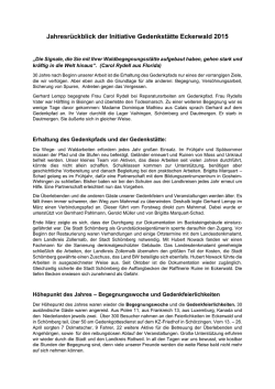 Jahresr&uuml;ckblick der Initiative Gedenkst&auml;tte Eckerwald 2015