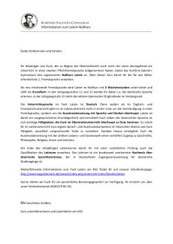 Information zum Nullkurs Latein - Kurf&uuml;rst-Salentin