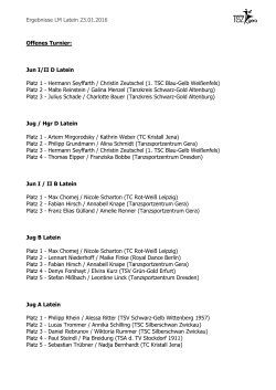 Ergebnisse LM Latein 23.01.2016 Offenes Turnier: Jun I/II D Latein