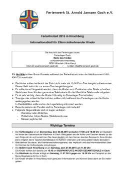 Infoblatt - Ferienwerk St. Arnold Janssen Goch eV