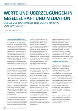 Werte und Überzeugungen in Gesellschaft und Mediation, 2/2015, S