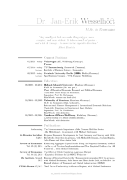 Dr. Jan-Erik Wesselh&ouml;ft &ndash; M.Sc. in Economics