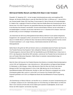 GEA beruft Steffen Bersch und Niels Erik Olsen in den Vorstand PDF
