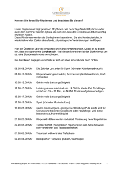 Kennen Sie Ihren Bio-Rhythmus und beachten Sie diesen? Unser