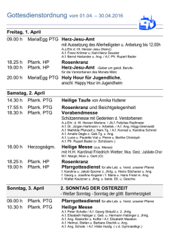 Gottesdienstordnung vom 1.4