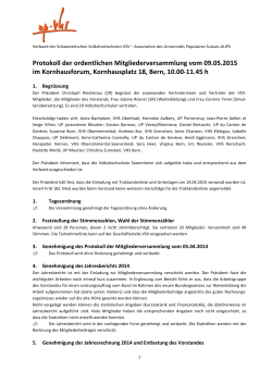Protokoll der ordentlichen Mitgliederversammlung vom 09.05.2015
