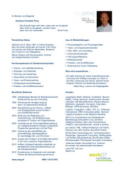 Ihr Berater und Begleiter Andreas Christian Prag &bdquo;Die Zukunft liegt