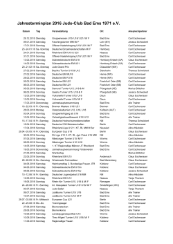 Jahresterminplan 2016 Judo