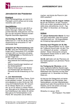 Jahresbericht 2015 - Pfarrei Herz Jesu