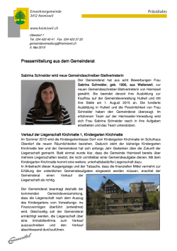 Pressemitteilung - Gemeinde Heimiswil