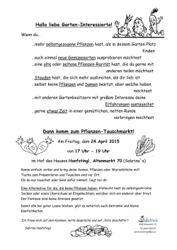 Hallo liebe Garten-Interessierte! Dann komm