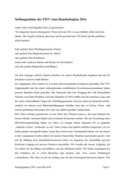 Haushaltsrede FWV