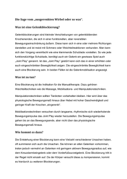 Die Sage vom „ausgerenkten Wirbel oder so was“. Was ist eine