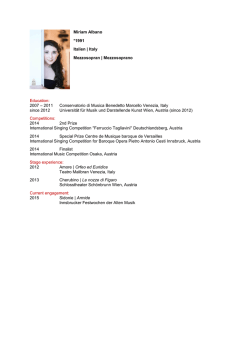 Miriam Albano *1991 Italien | Italy Mezzosopran | Mezzosoprano