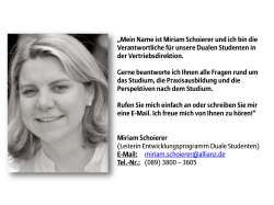 Ansprechpartnerin Duales Studium Miriam Schoierer