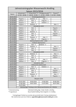 Jahrestrainingsplan Wasserwacht Aindling Saison 2015/2016