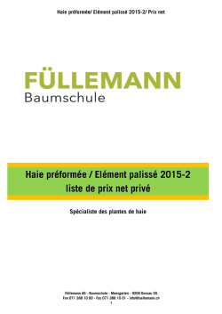 Haie préformée / Elément palissé 2015-2 liste de prix