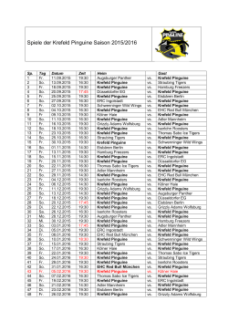 Spiele der Krefeld Pinguine Saison 2015/2016