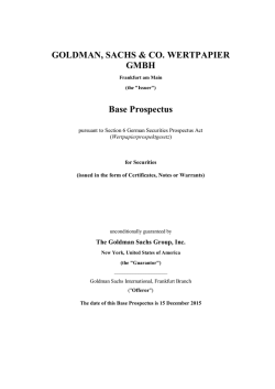 GOLDMAN, SACHS & CO. WERTPAPIER GMBH Base Prospectus