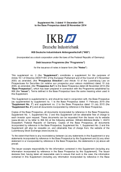 Supplement No. 3 dated 11 December 2015 to the Base