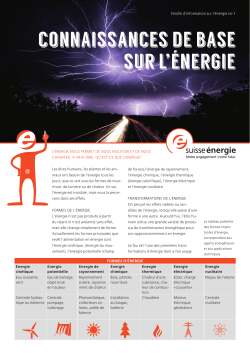 Feuille d`information sur l`&eacute;nergie no 1: Connaissances de base sur l
