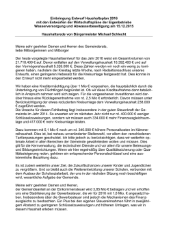 Haushaltrede B&uuml;rgermeister Michael Schlecht