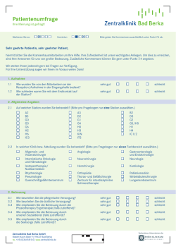 Patientenfragebogen - Zentralklinik Bad Berka