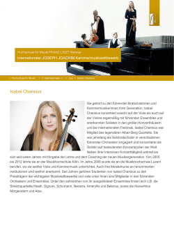 Isabel Charisius - Hochschule für Musik FRANZ LISZT Weimar