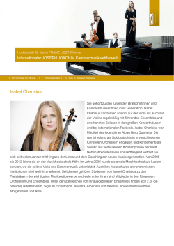 Isabel Charisius - Hochschule f&uuml;r Musik FRANZ LISZT Weimar