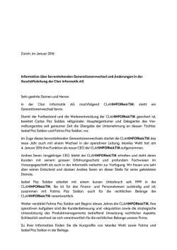 Information &uuml;ber bevorstehenden