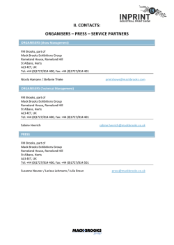 II. CONTACTS: ORGANISERS &ndash; PRESS &ndash; SERVICE PARTNERS