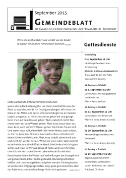 Ausgabe September 2015 - Evangelische Gemeinde Zur Heimat