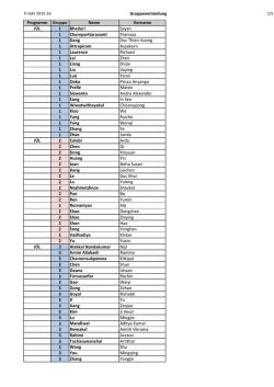 Gruppeneinteilung Programm Gruppe Name