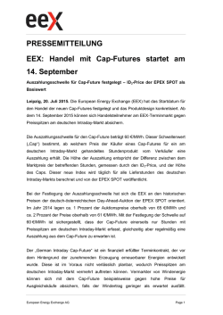 Handel mit Cap-Futures startet am 14. September