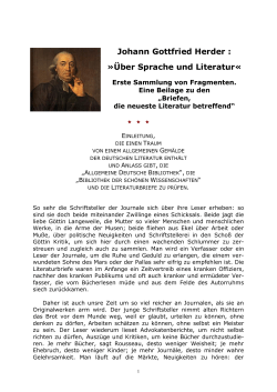 Johann Gottfried Herder : »Über Sprache und - Literatur-Live