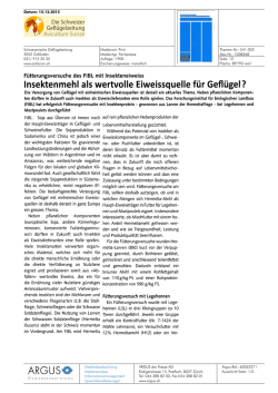 Insektenmehl als wertvolle Eiweissquelle f&uuml;r Gefl&uuml;gel?